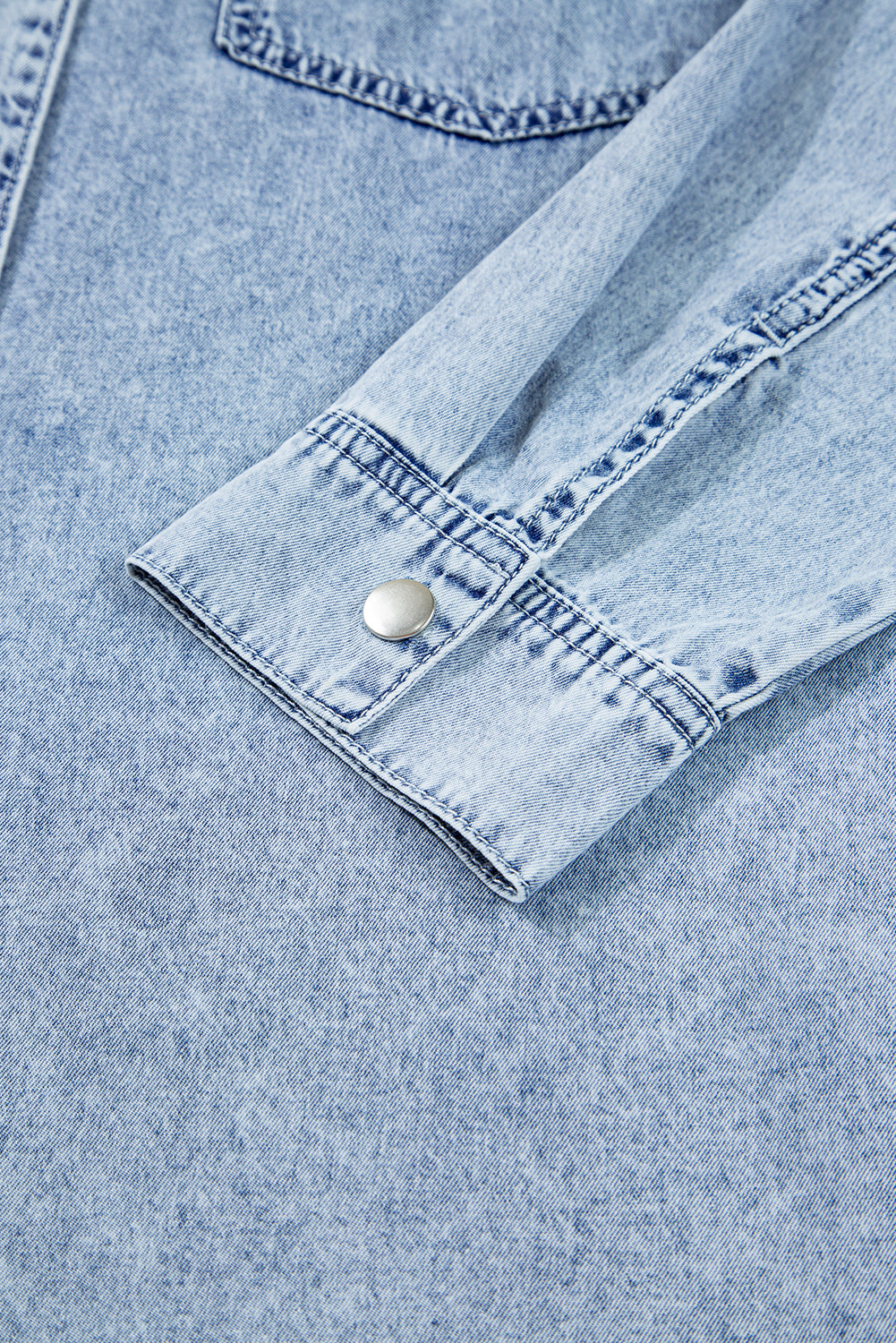 Blue Beau Chest Pocket Raw Hem Denim Loose Shirt Dress