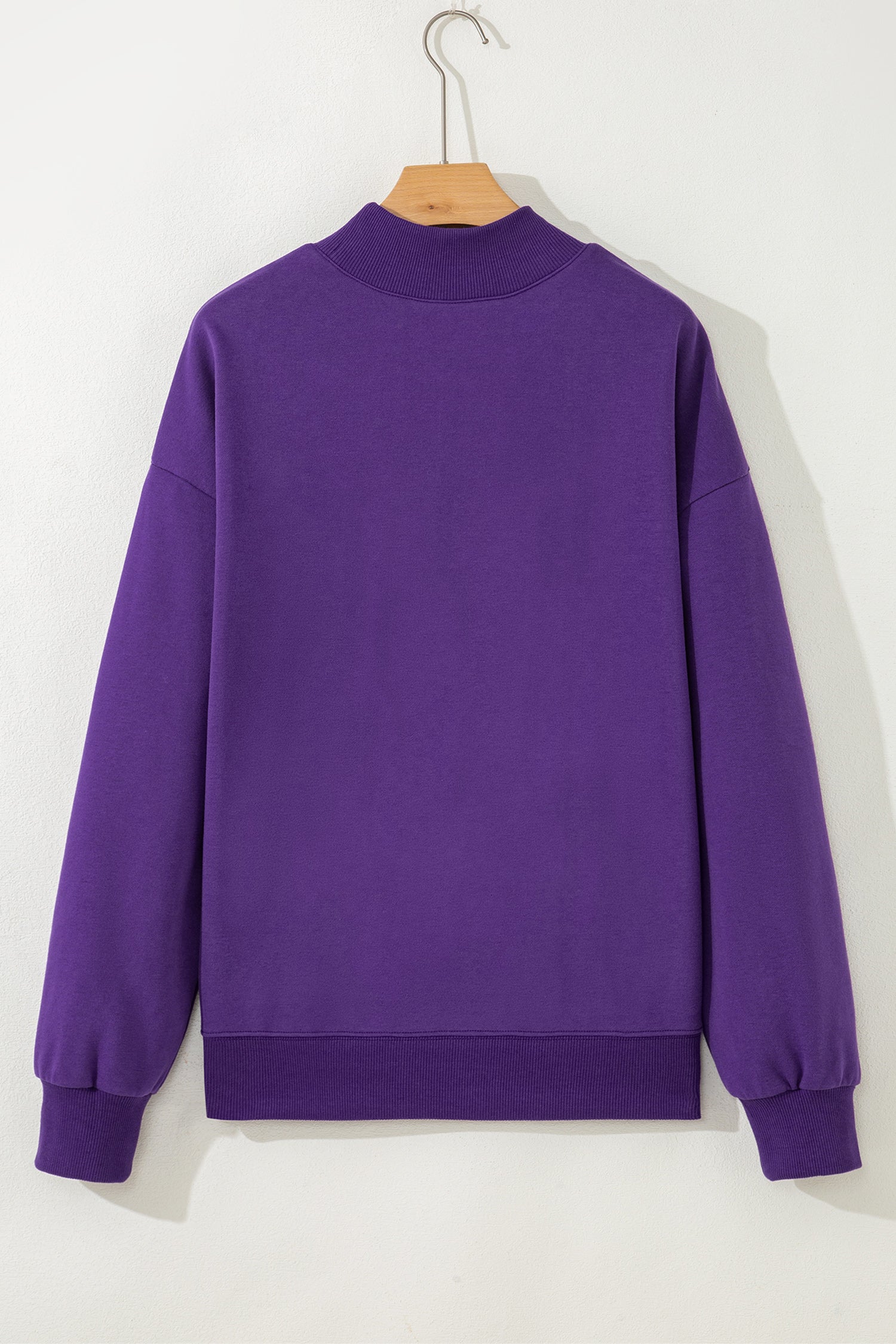 Bright Pink Oversize Blessed Embroidered Mock Neck Sweatshirt