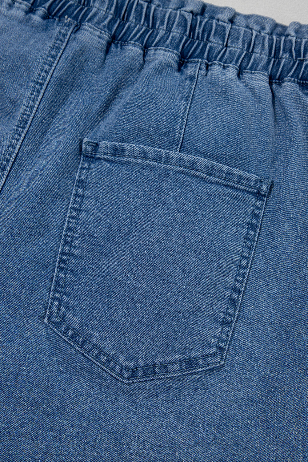 Ashleigh Blue Drawstring Elastic Waistband Casual Denim Shorts with Pockets