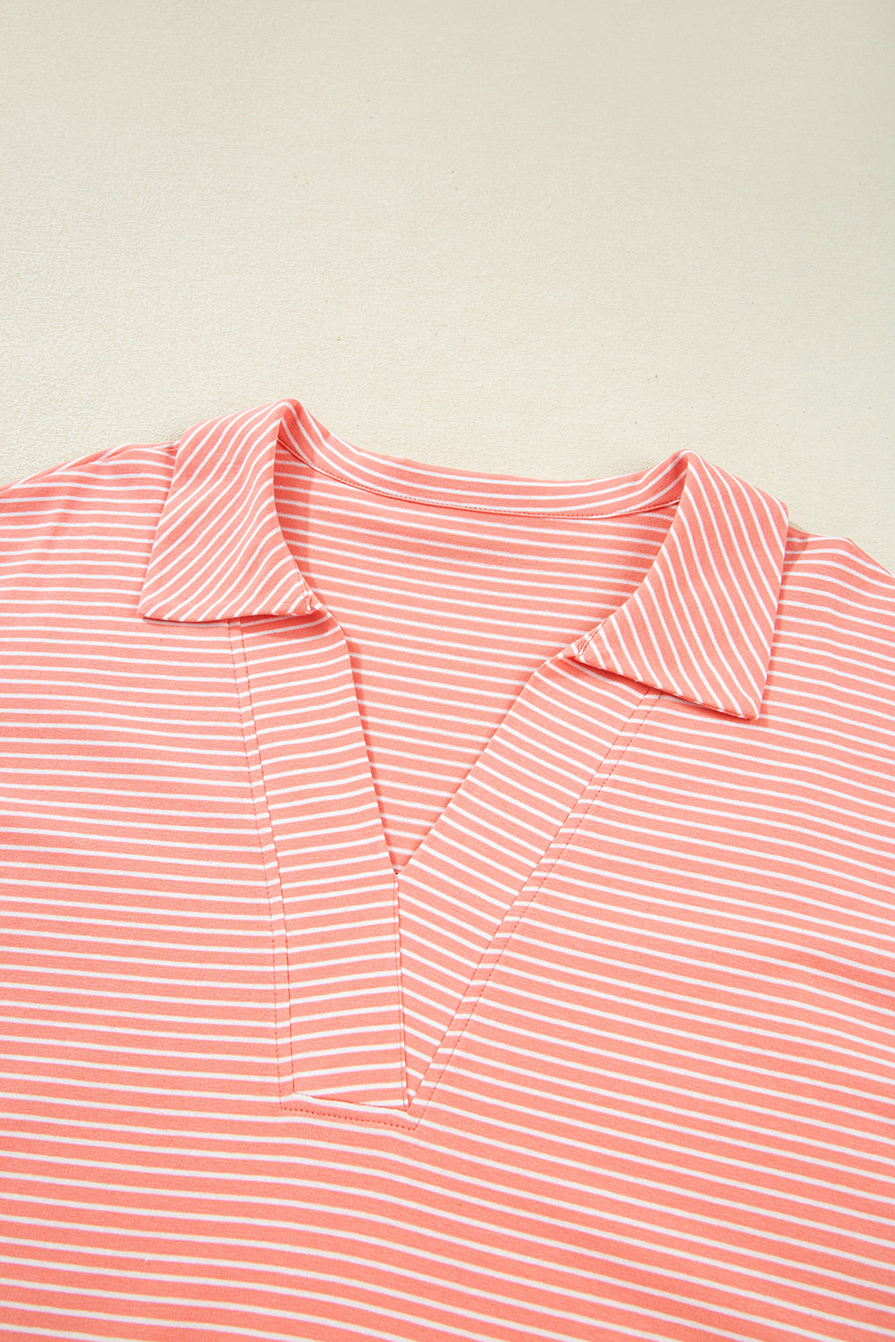 Orange Stripe Loose Polo T Shirt and Shorts Plus Size 2pcs Outfit