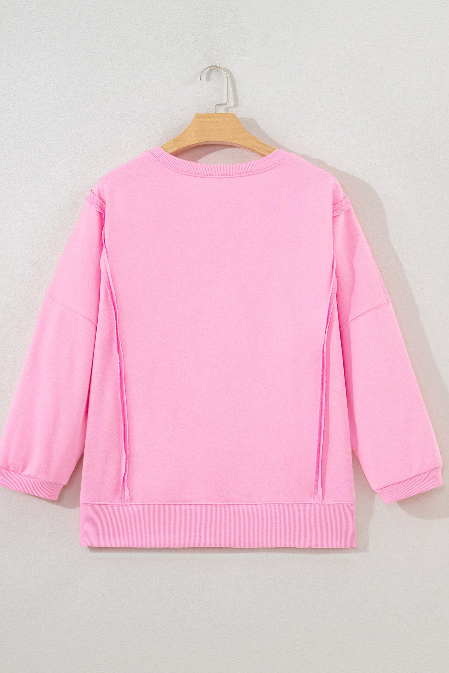 Beige Plus Size Raw Seam Detail Floral Bow Patched Baggy Pullover