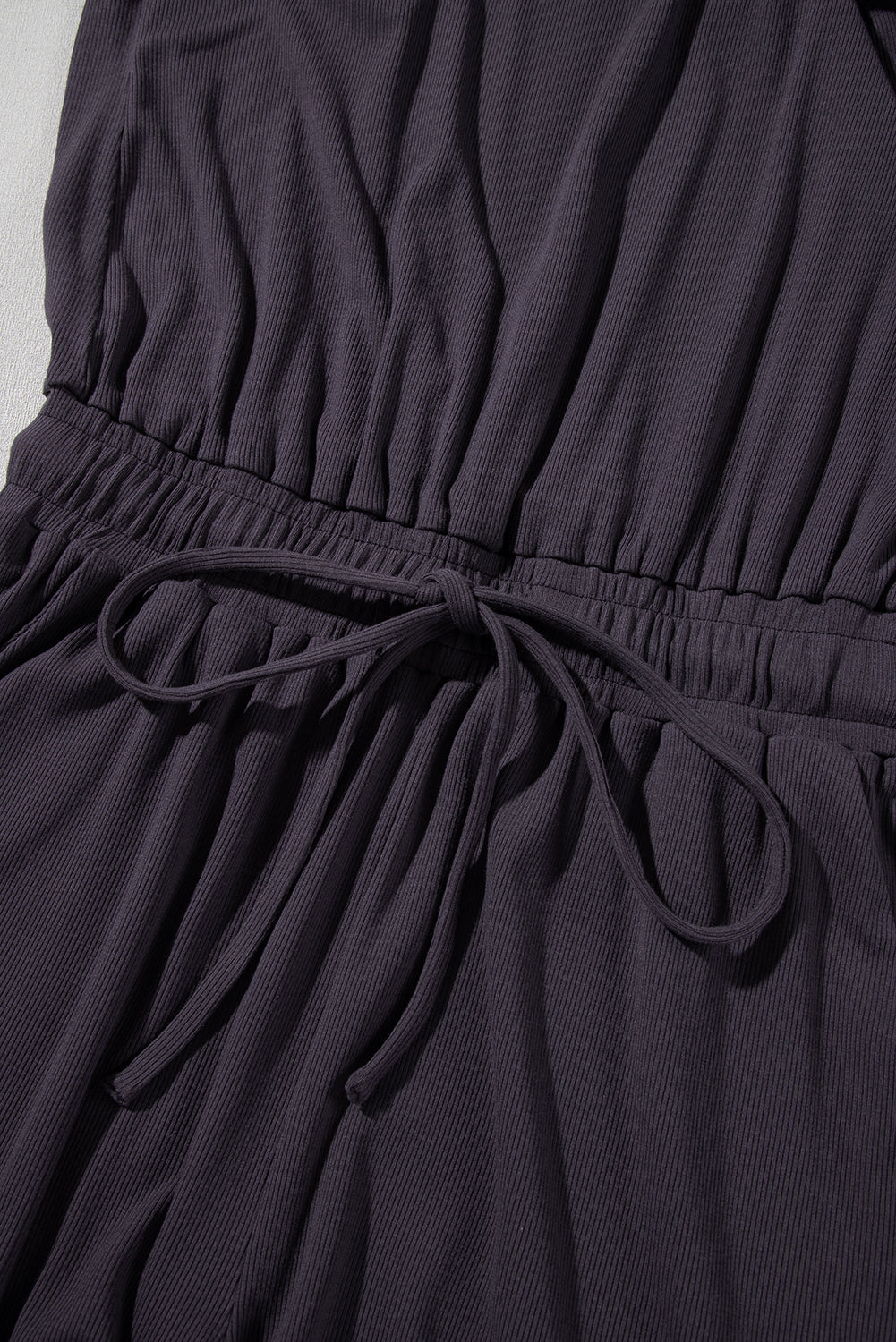 Bristol Black Knit Open Back Cap Sleeve Drawstring Elastic Waistband Romper