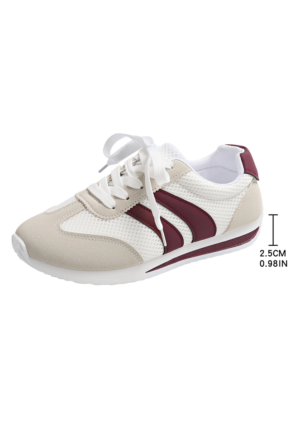 White Color Block Patchwork Breathable Lace-up Sneakers