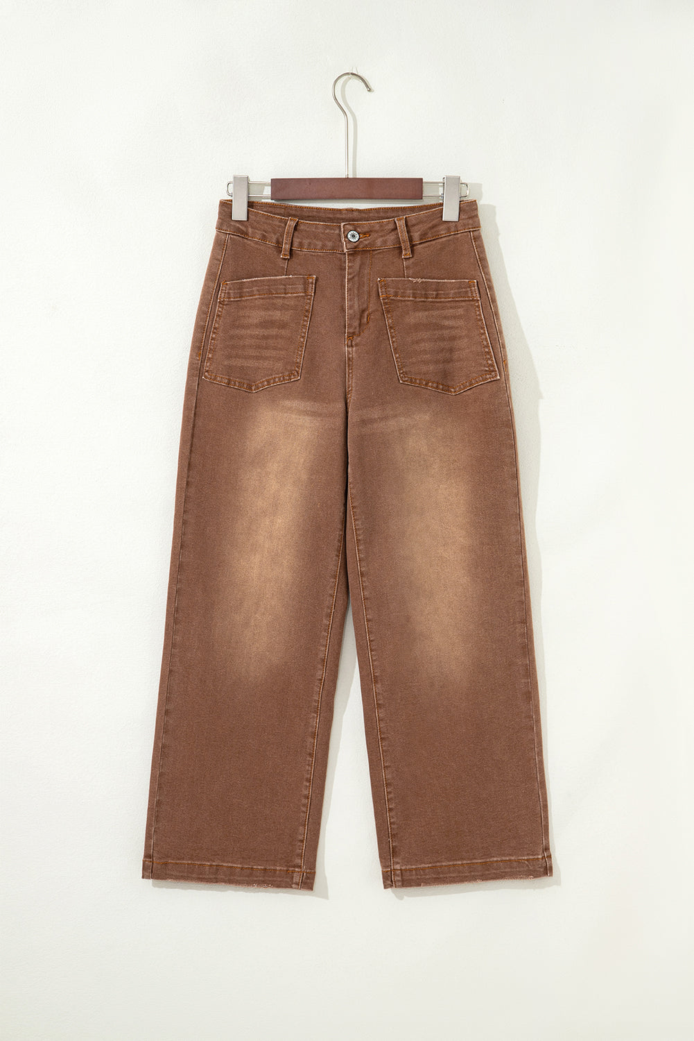 Brown Mimimalist Patch Pocket Womens Shift Jeans
