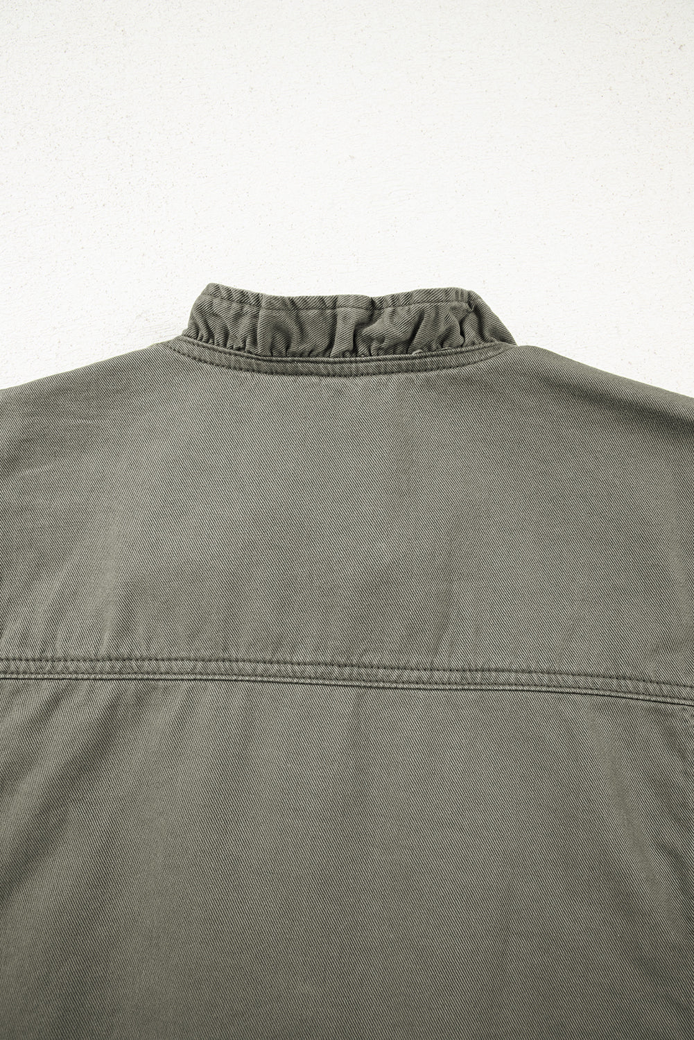 Pale Khaki Ruffled Patchwork Denim Jacket Vest