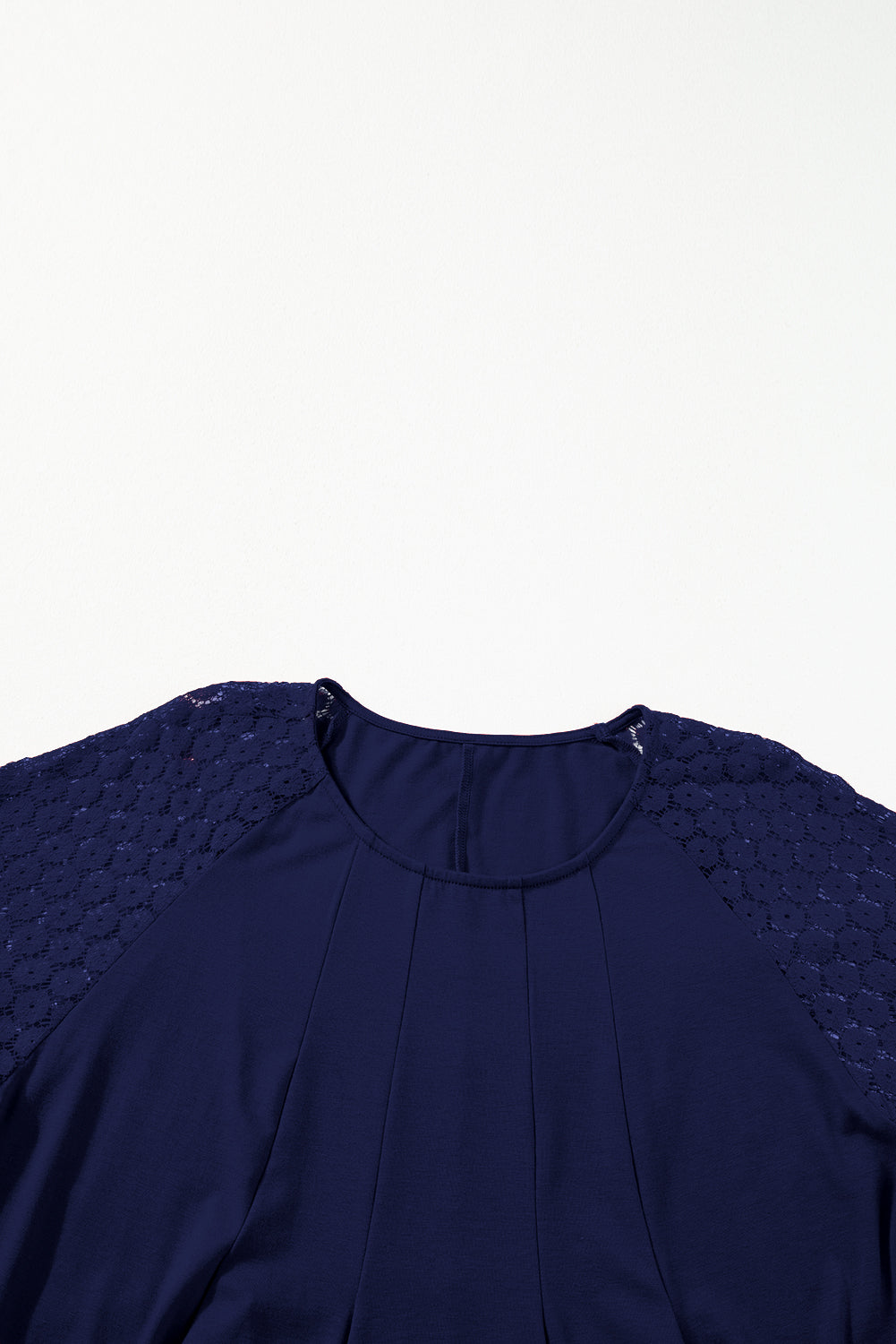 Light Pink Plus Size Solid Color Lace Short Sleeve Pleated Swing Dress