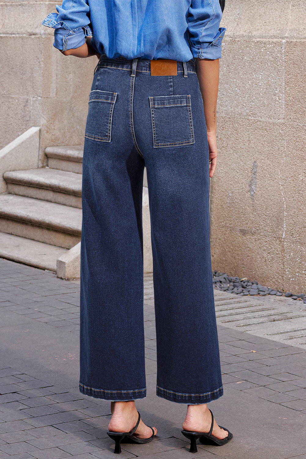 Brown Mimimalist Patch Pocket Womens Shift Jeans