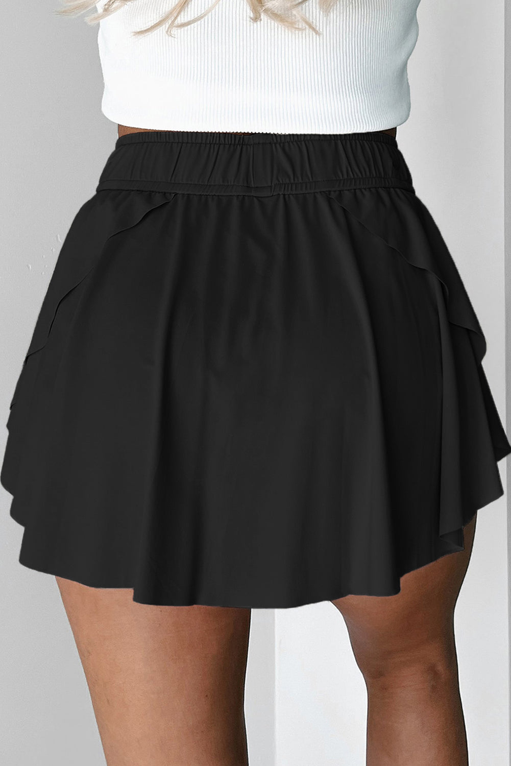 Black Sequined Flag Star Active Mini Skort