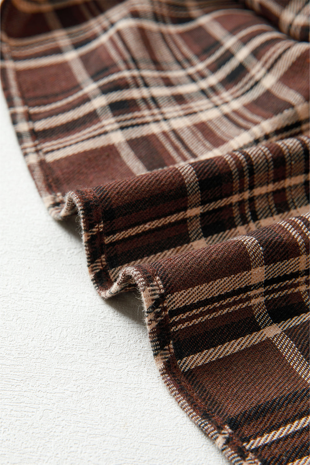 Gray Plaid Patchwork Long Sleeve Button Hooded Blouse