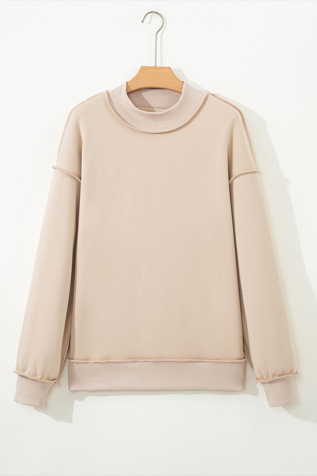 Bright Pink Oversize Blessed Embroidered Mock Neck Sweatshirt