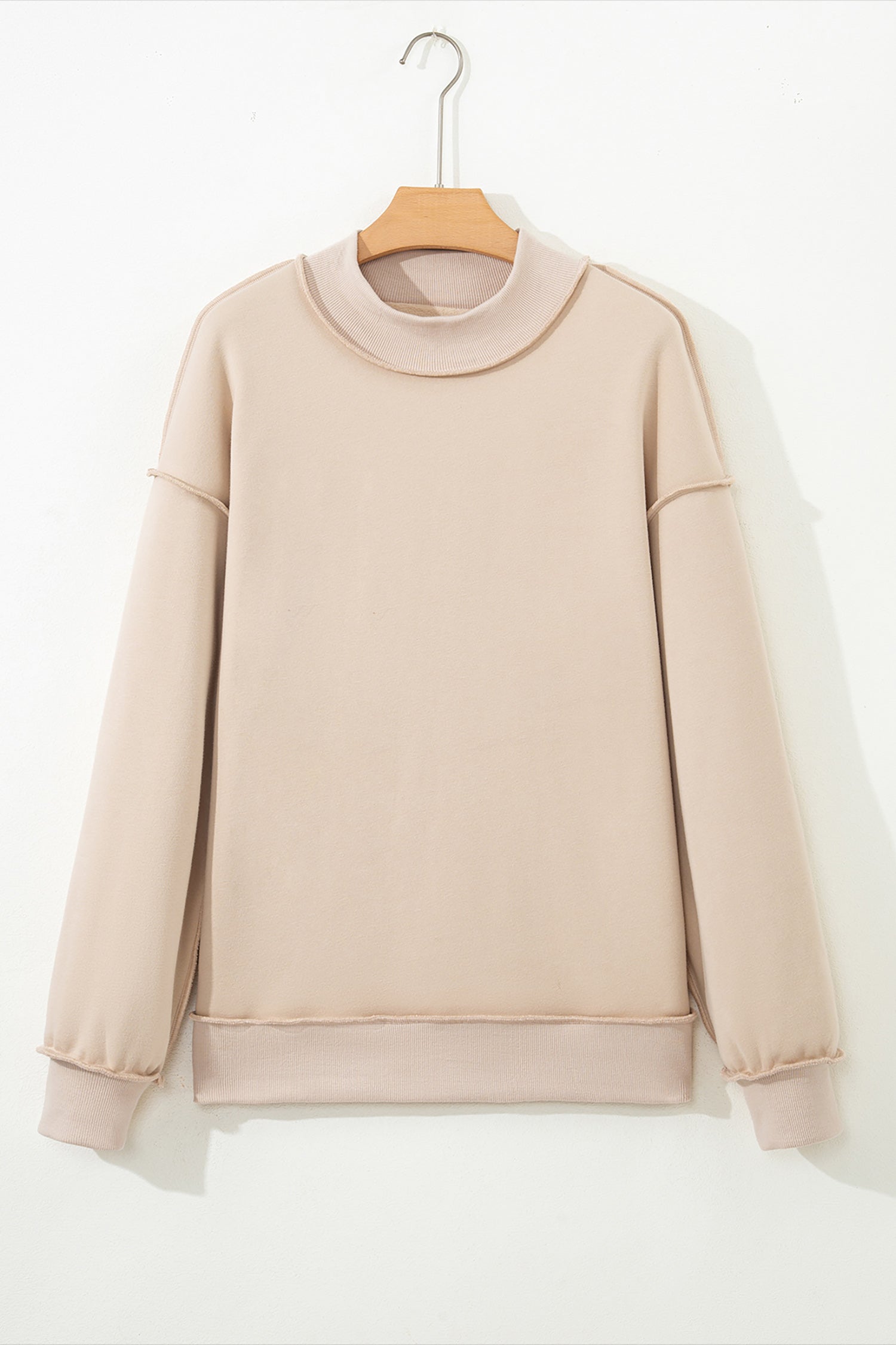 Bright Pink Oversize Blessed Embroidered Mock Neck Sweatshirt
