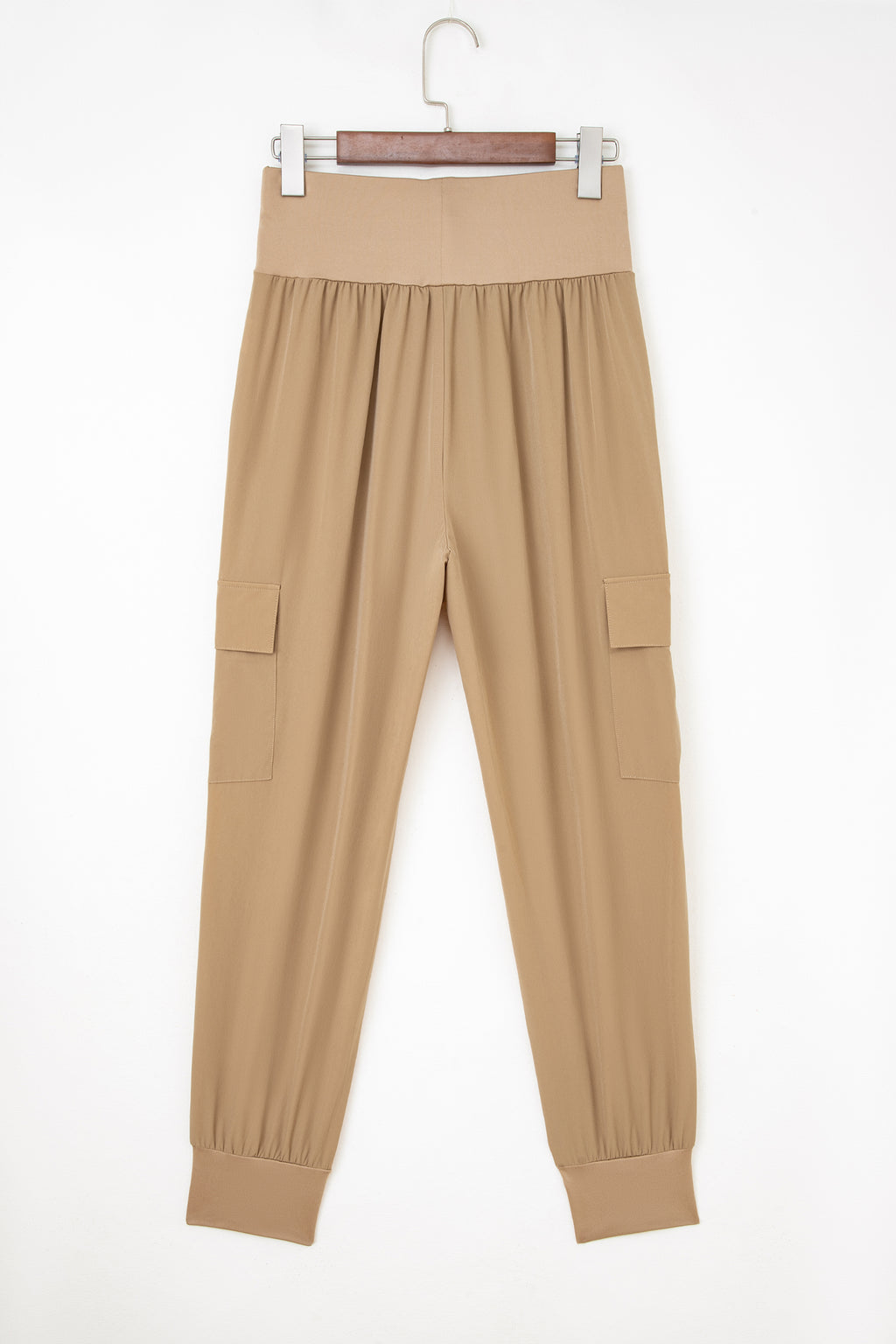 Black Elastic High Waist Pocketed Cargo Jogger Pants
