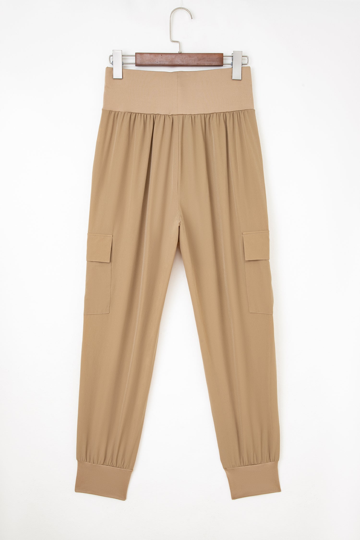 Black Elastic High Waist Pocketed Cargo Jogger Pants