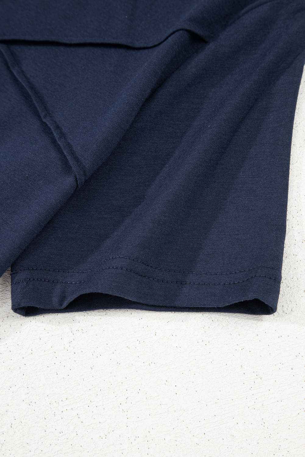 Medium Grey Solid Color Toothpick Stripe Round Neck T Shirt