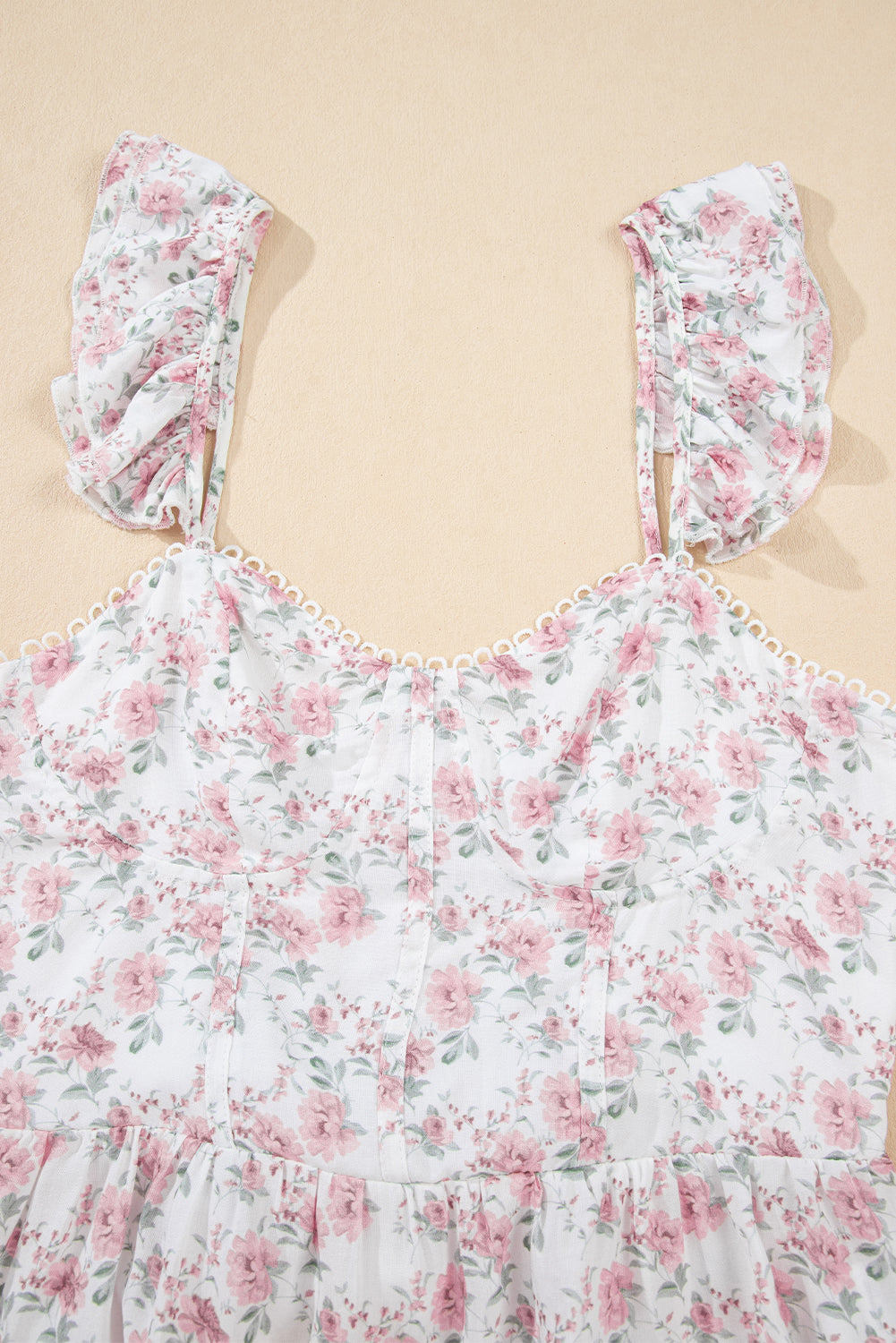 Pink Floral Flutter Peplum Tank Top