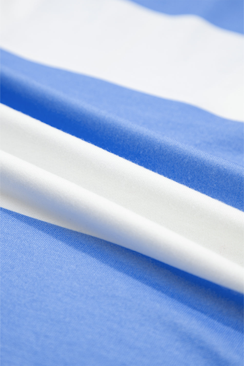 Sky Blue Stripe Seam Detail Half Zip Oversize Tee Casual Shorts 2pcs Set
