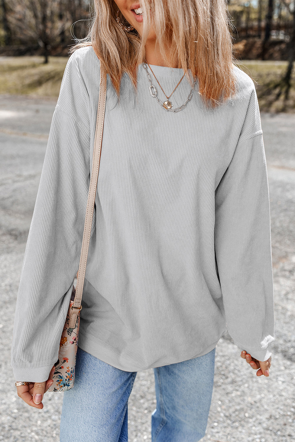 Grass Green Ribbed Corded Oversized Sweatshirt