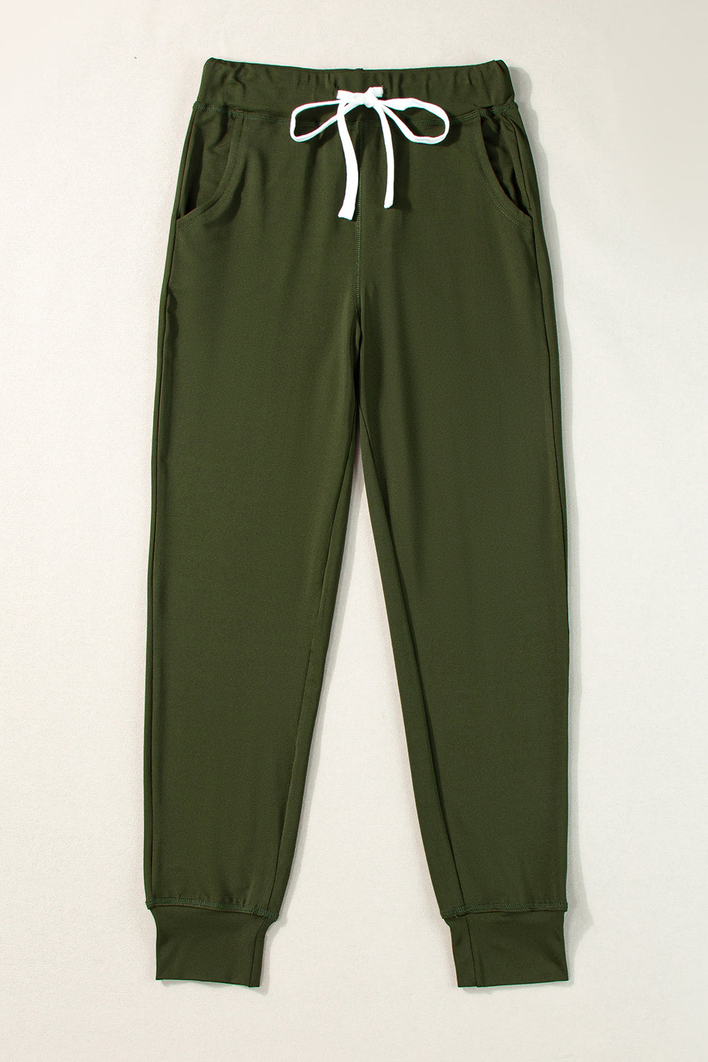 Black Drawstring Elastic Waistband Pocketed Joggers