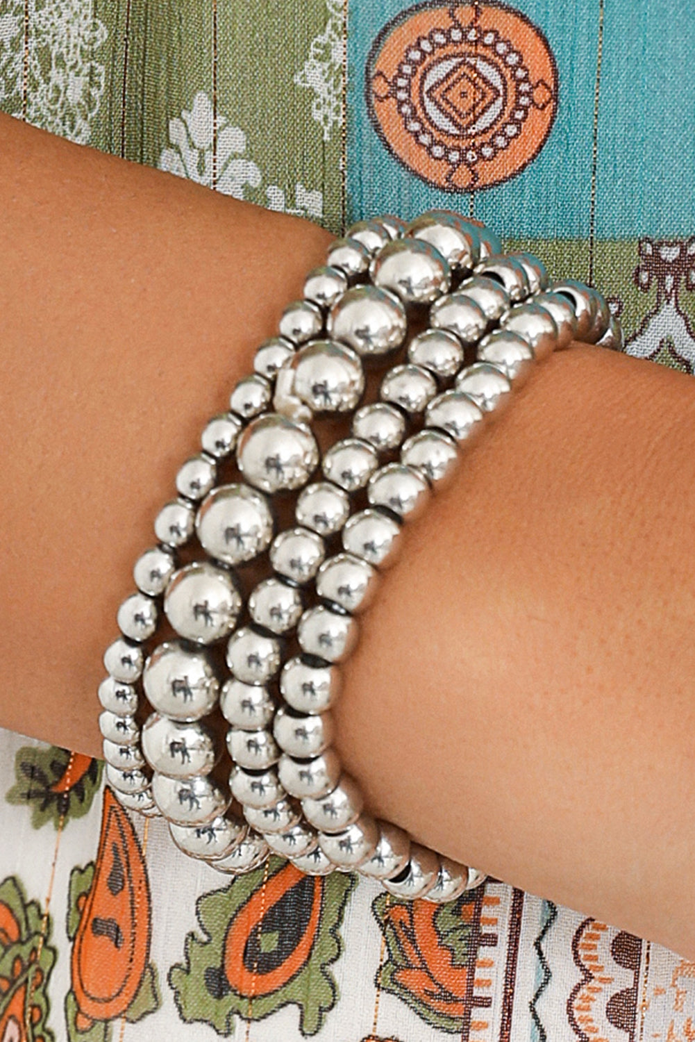 Gold 7pcs/Set Minimalist Plated Beaded Luxury Bracelet Set