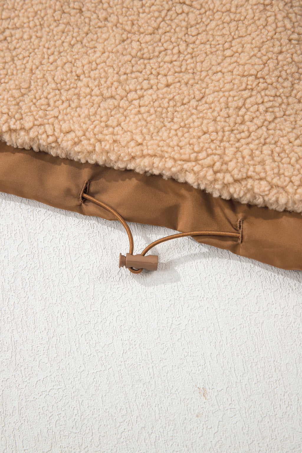 Straw Yellow 2-tone Color Block Patchwork Half Button Sherpa Sweatshirt