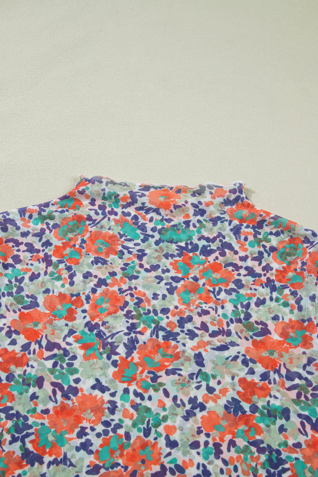 Rose Retro Floral Printed Mesh Short Sleeve Top
