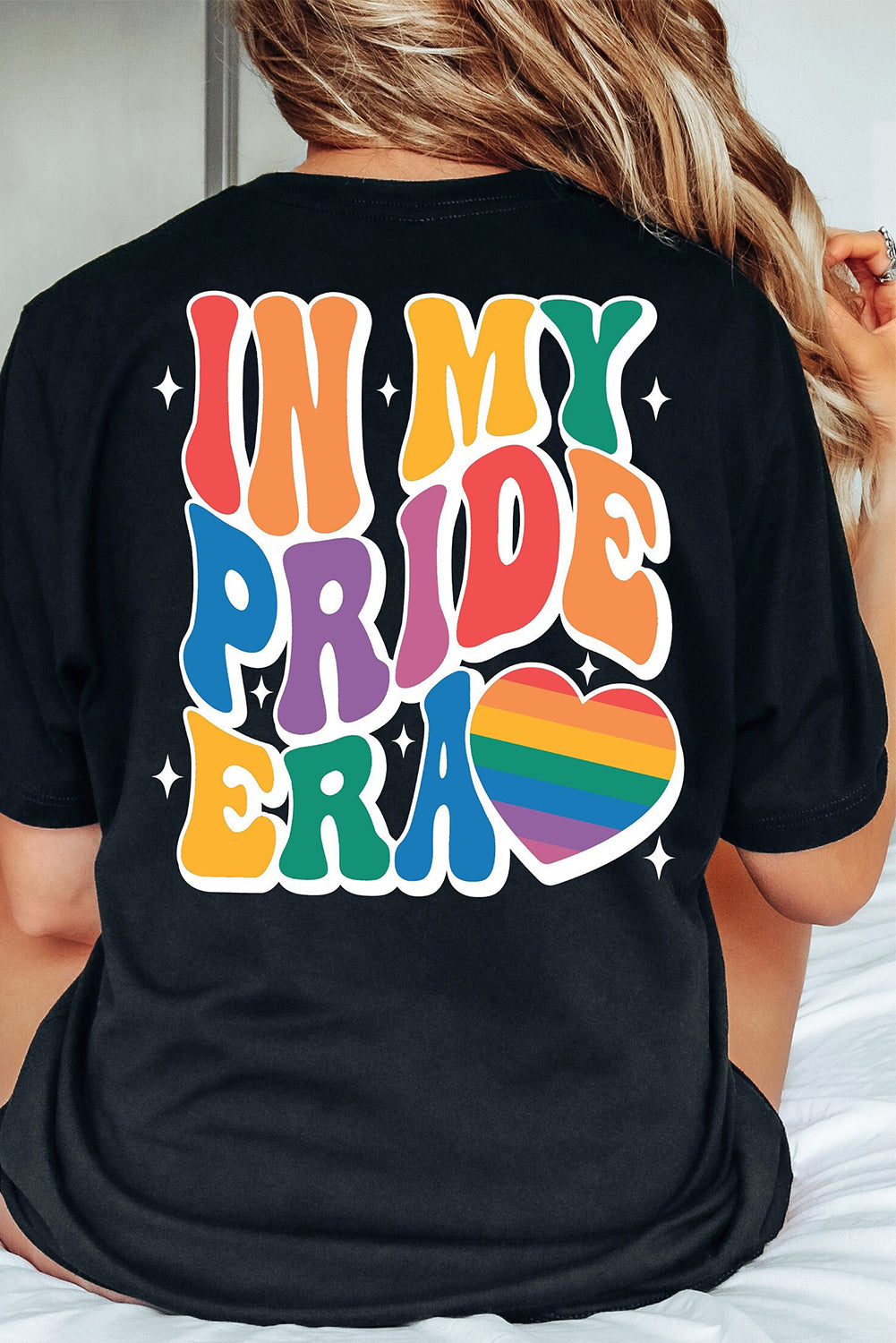 Black Pride Heart Cracking Graphic Detail Cotton Blend T Shirt