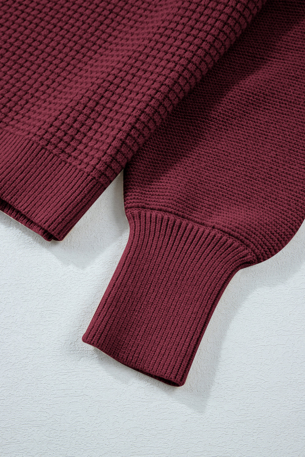 Vineyard Green Solid Color Mixed Textured Knitted Crew Neck Sweater
