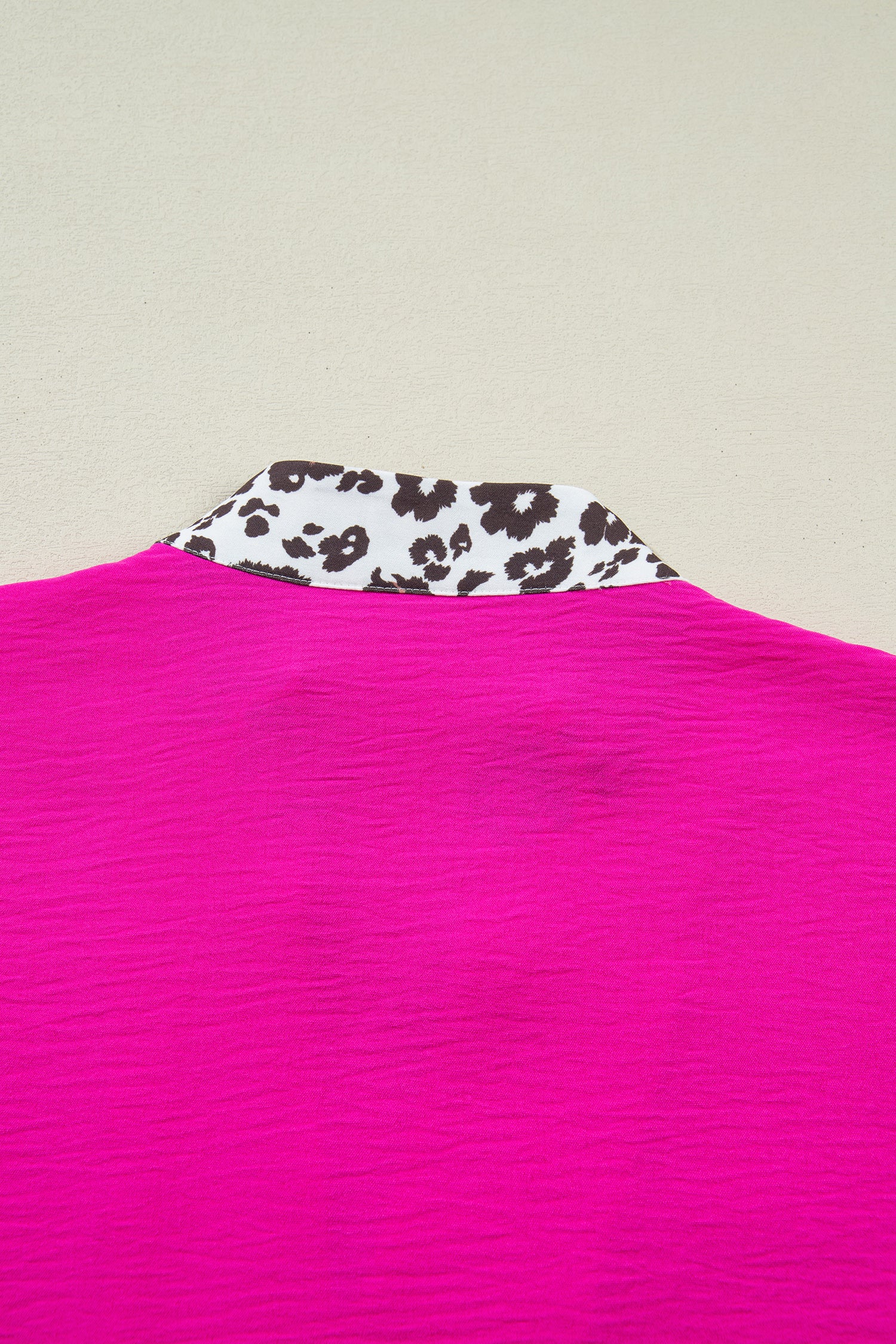 Black Dolman Half Sleeve Leopard Patchwork Trim V Neck Blouse