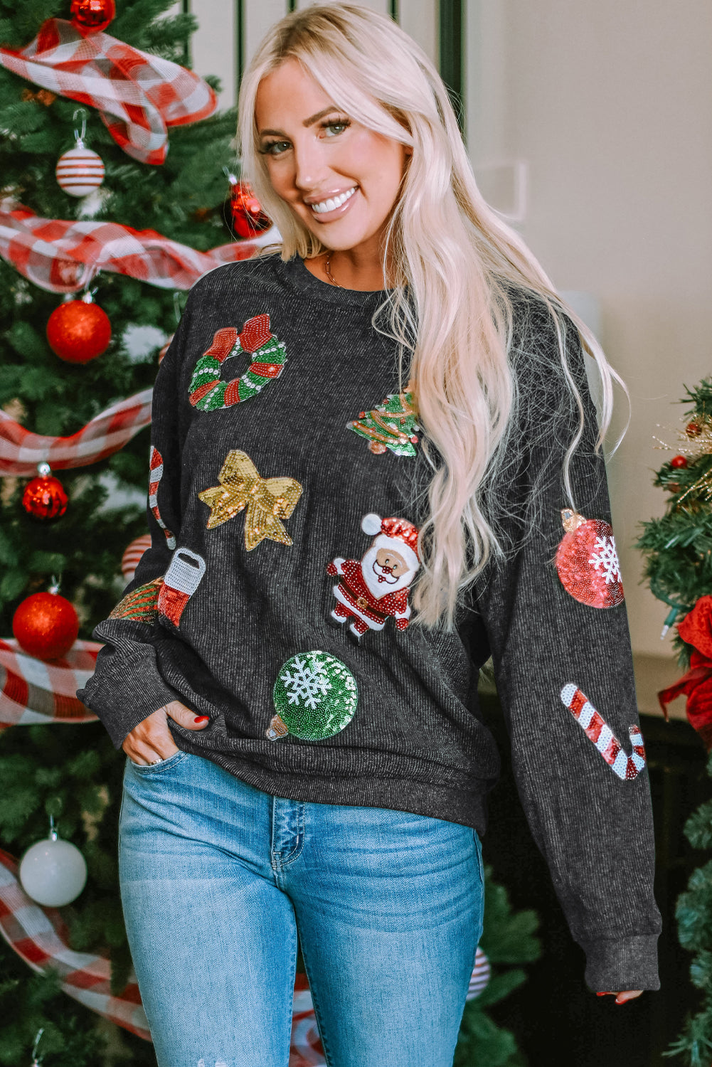 Khaki Give Thanks Pumpkin Graphic Corded Sweatshirt