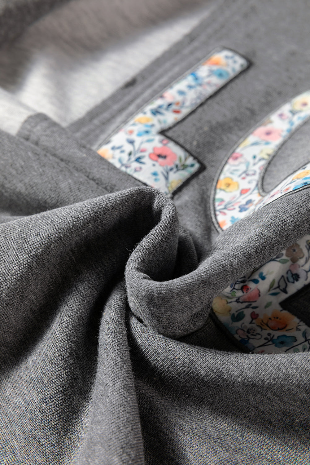 Dark Grey LOVE Graphic Exposed Seam Patchwork Uneven Hem Chic Sweatshirt