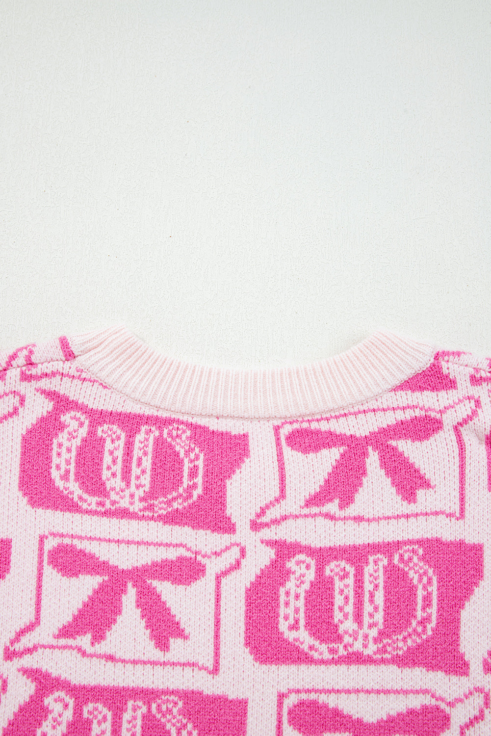 Brown Bows & Horseshoes Pattern Western Fashion Print Sweater