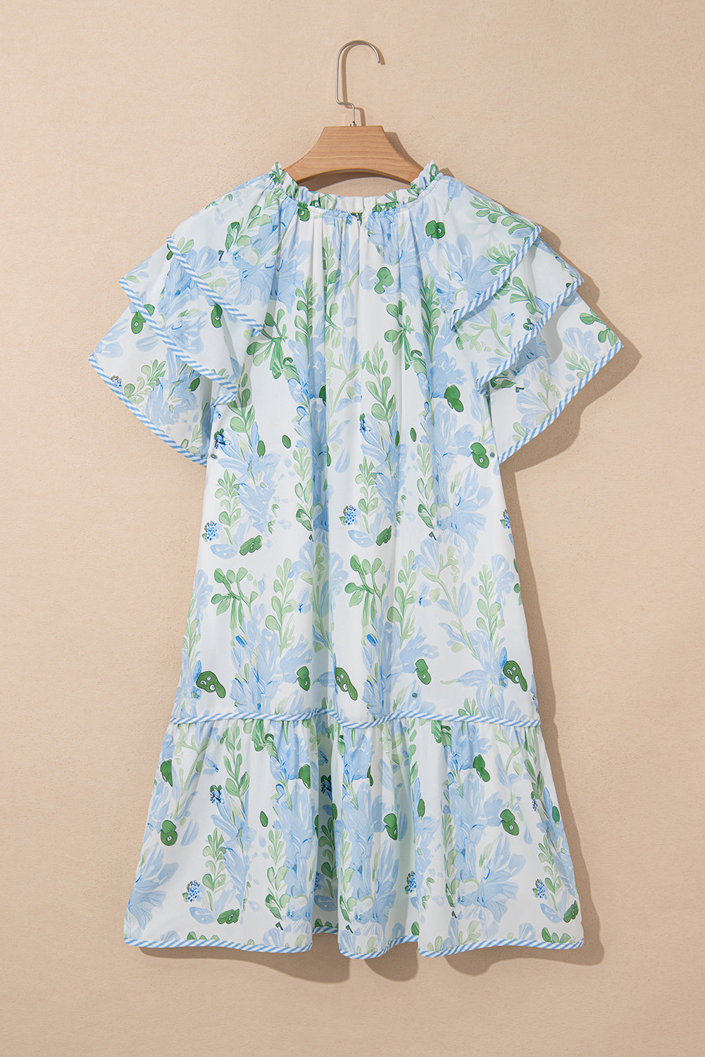Pink Plus Size Floral Print Striped Detail Short Summer Dress