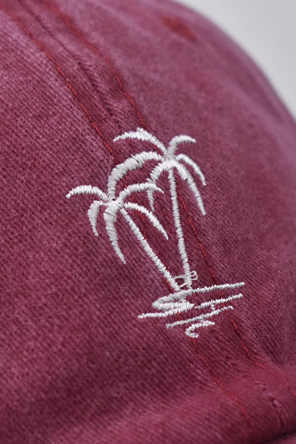 Wild Ginger  Coconut Tree Embroidered Mineral Wash Adjustable Baseball Cap