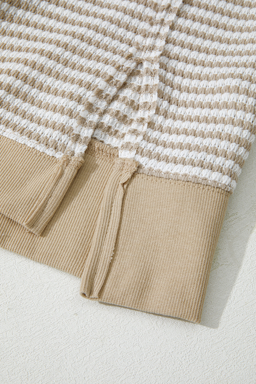 Red Stripe Ribbed Trim Drop Shoulder Long Sleeve Oversize Top