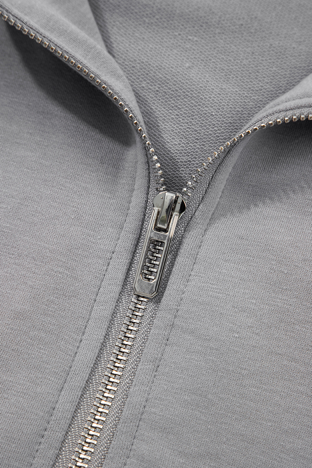 Gray Double Zipper Hooded Jacket and Sweatpants Active Set