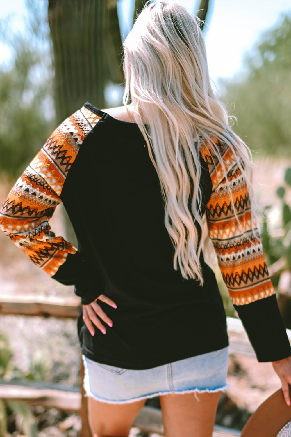 Orange SPOOKY SEASON Sequin Patched Halloween Graphic Contrast Long Sleeve Top