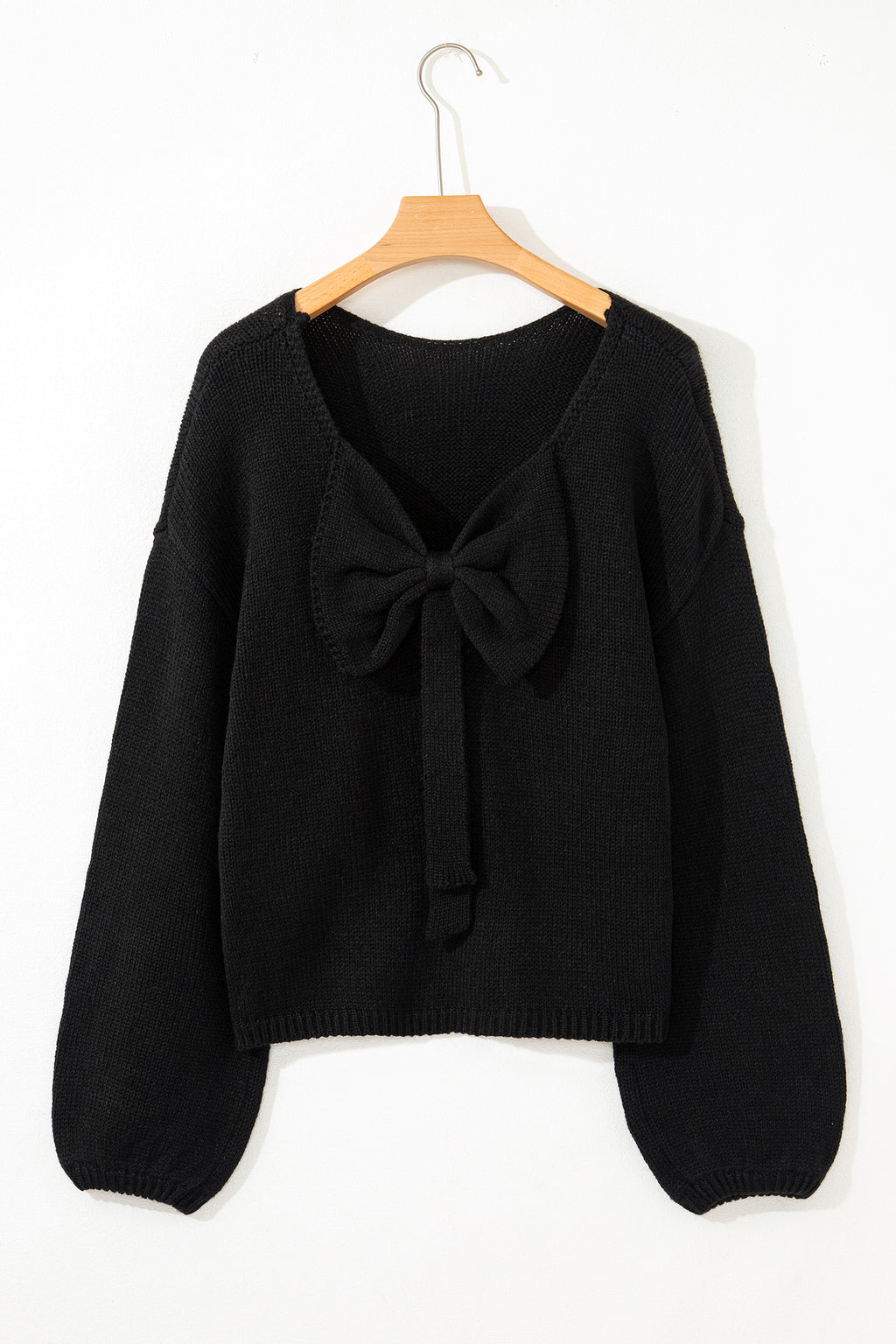 Bonbon Festive Bow Backless Bubble Sleeve Sweater