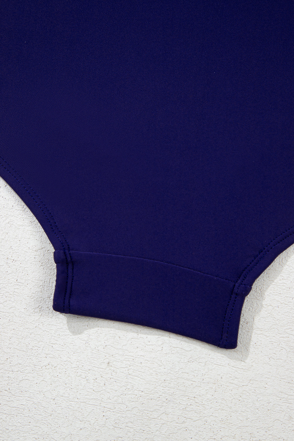 Navy Blue Embroidered Trim Wrap Tie Knot Plus Size High Waisted Bikini