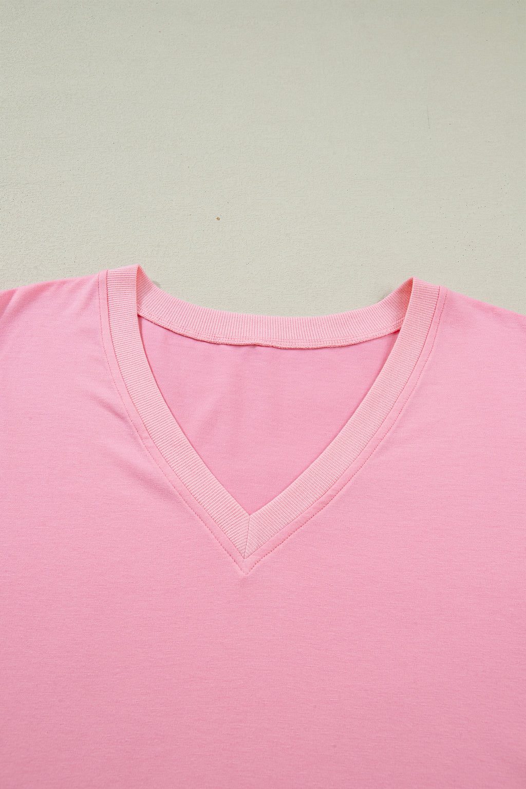 Bonbon Solid Color V Neck Short Puff Sleeve Blouse
