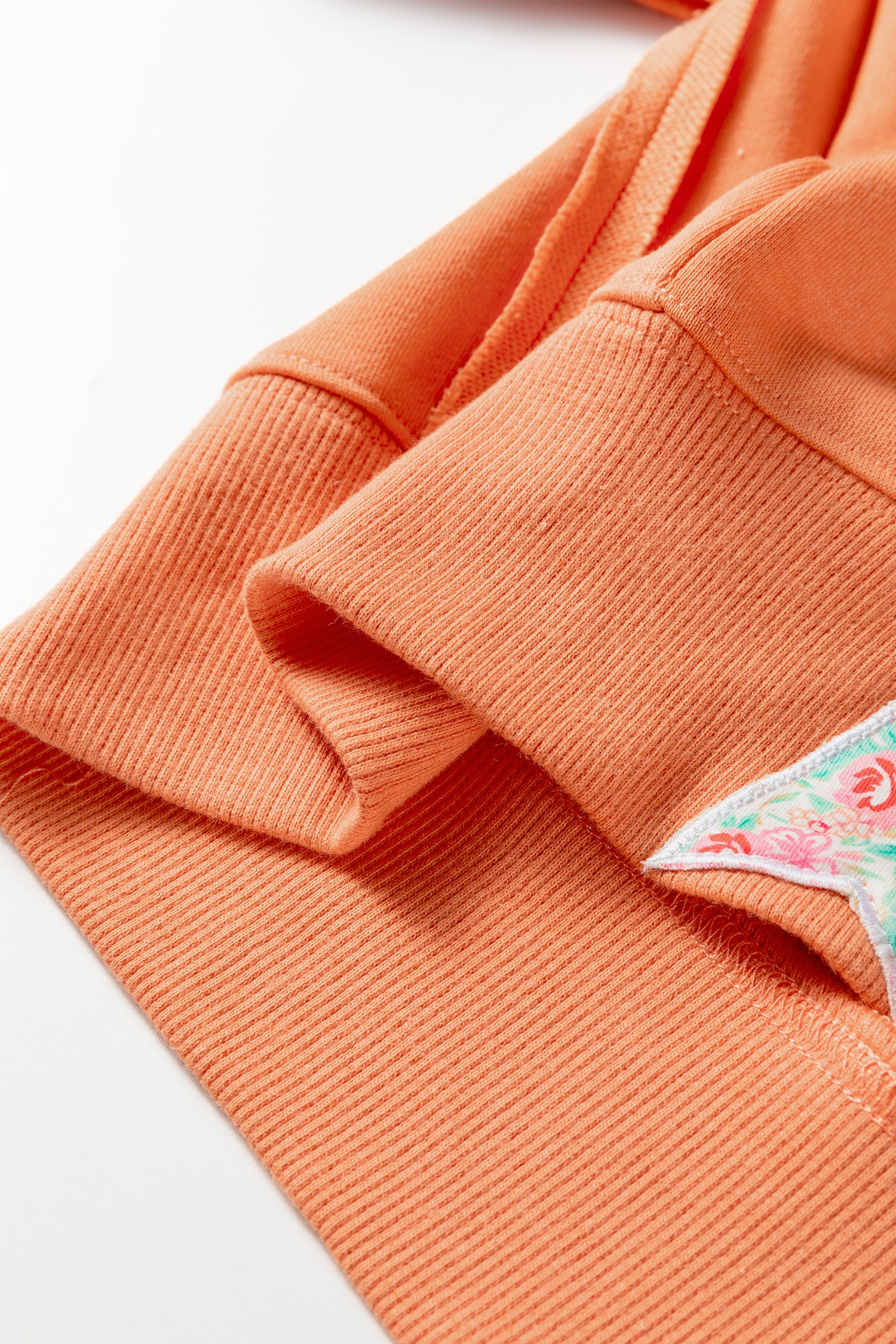 Beige Plus Size Raw Seam Detail Floral Bow Patched Baggy Pullover