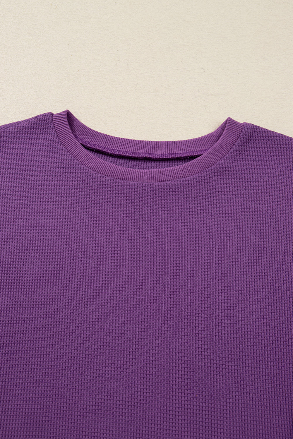 Evergreen Solid Color Raw Seam Patchwork Textured Drop Shoulder Sweatshirt