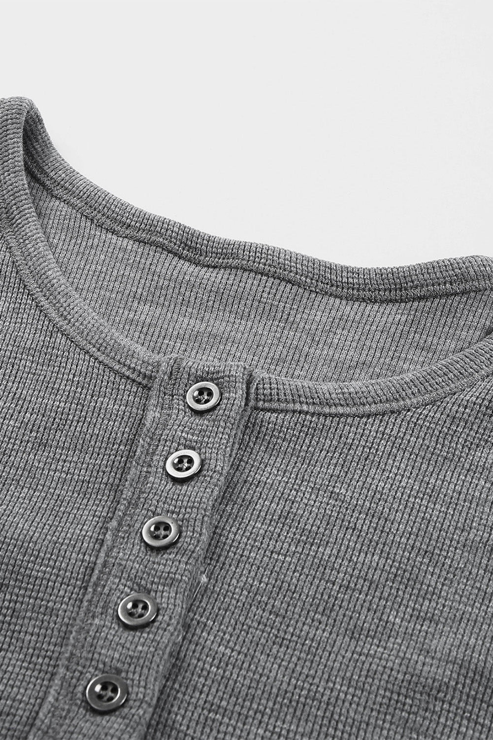 Black Waffle Knit Henley Top