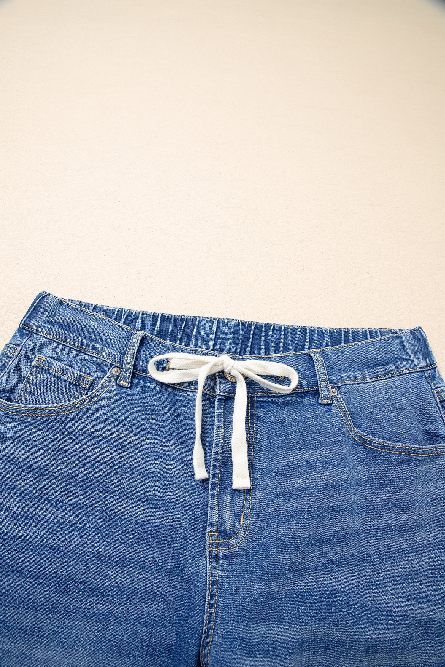 Blue Acid Wash Contrast Lace-up Plus Size Jeans