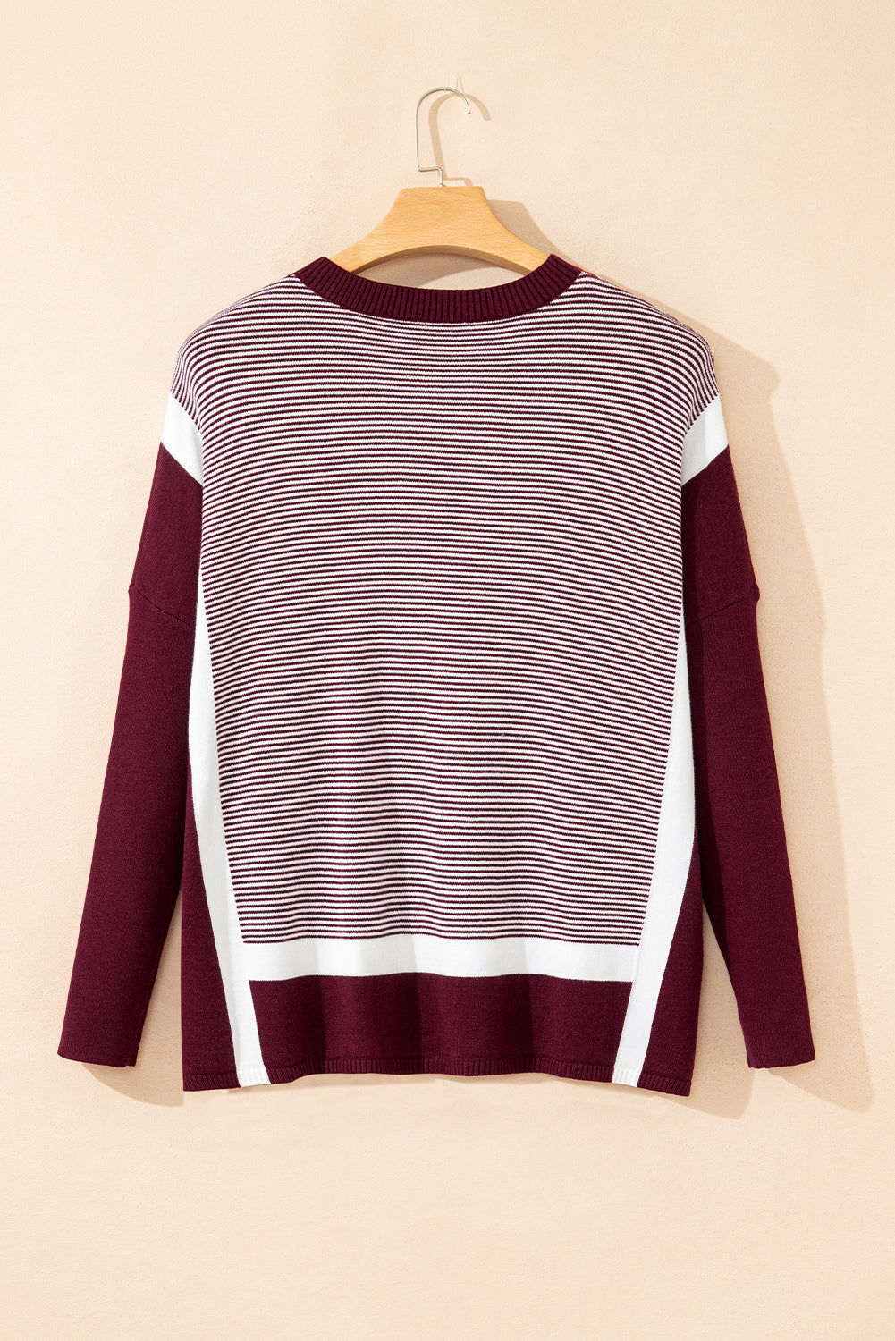 Blue Stripe Color Block Patchwork Dolman Oversize Tunic Sweater