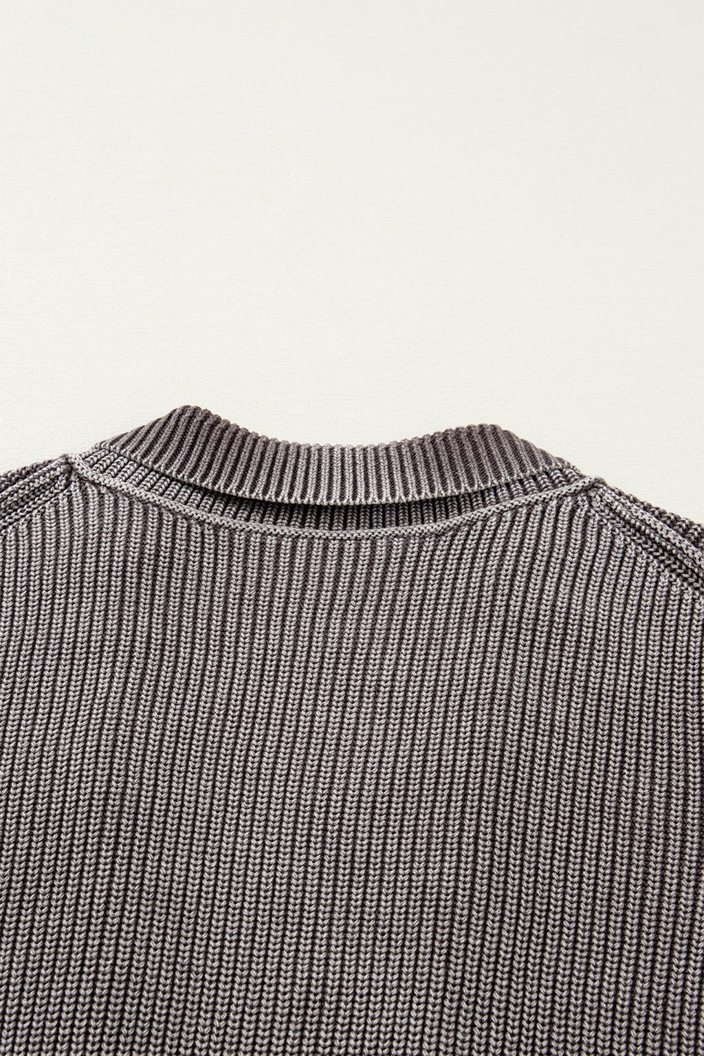 Dark Brown Mineral Wash Exposed Seam Patchwork Knit Open Sweater Cardigan