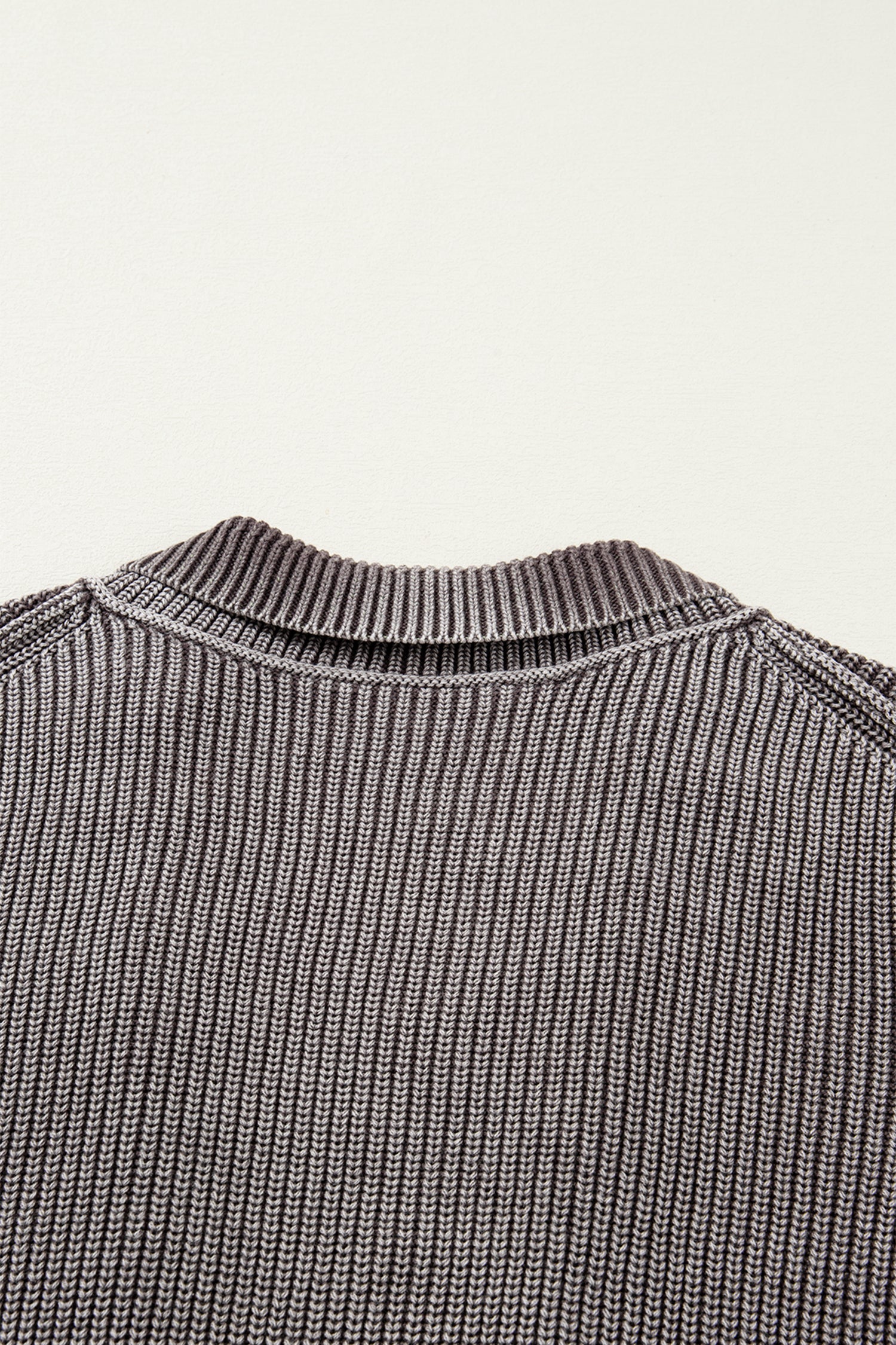Dark Brown Mineral Wash Exposed Seam Patchwork Knit Open Sweater Cardigan
