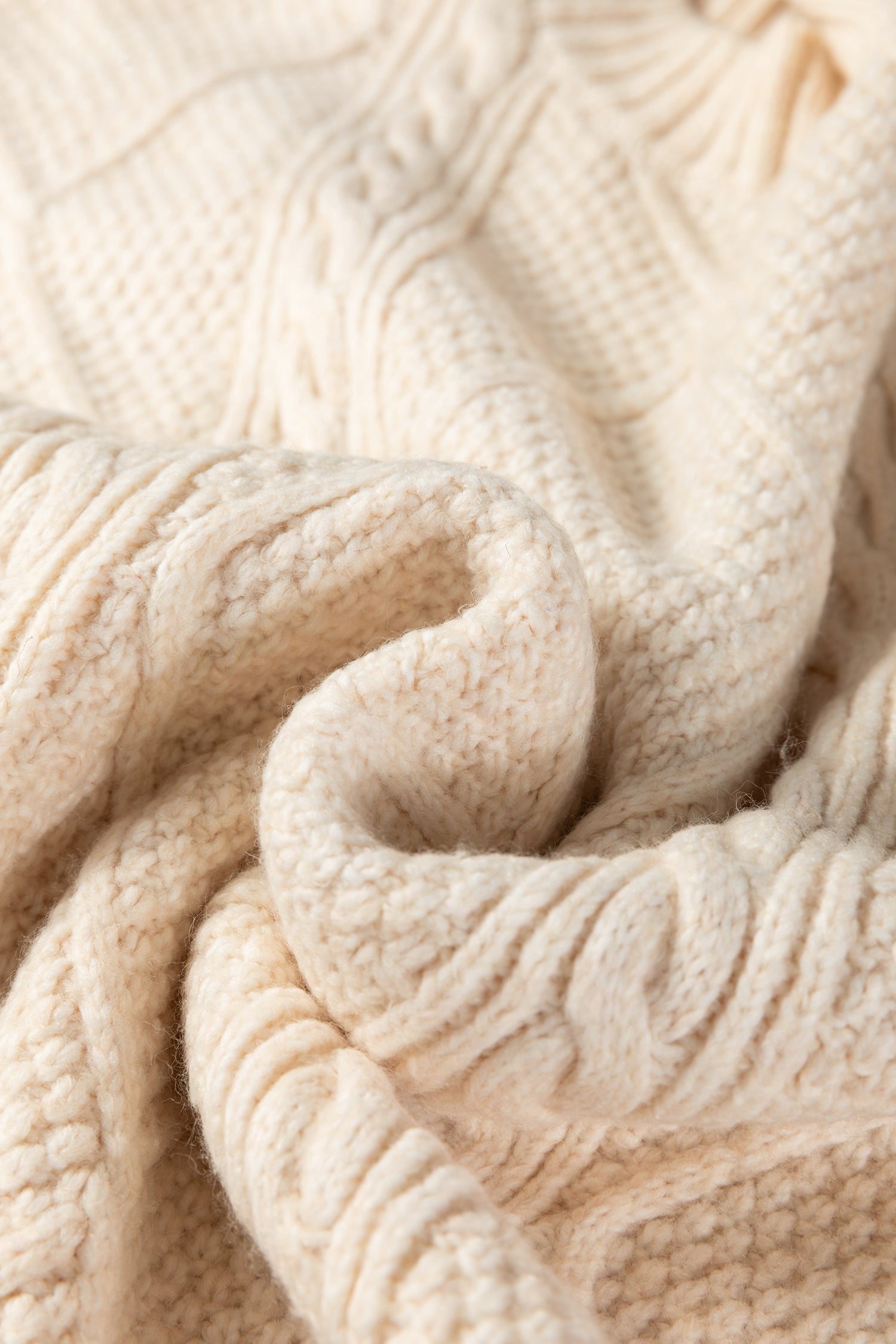 Parchment Cable Knit Drop Shoulder Loose Fit Sweater Dress