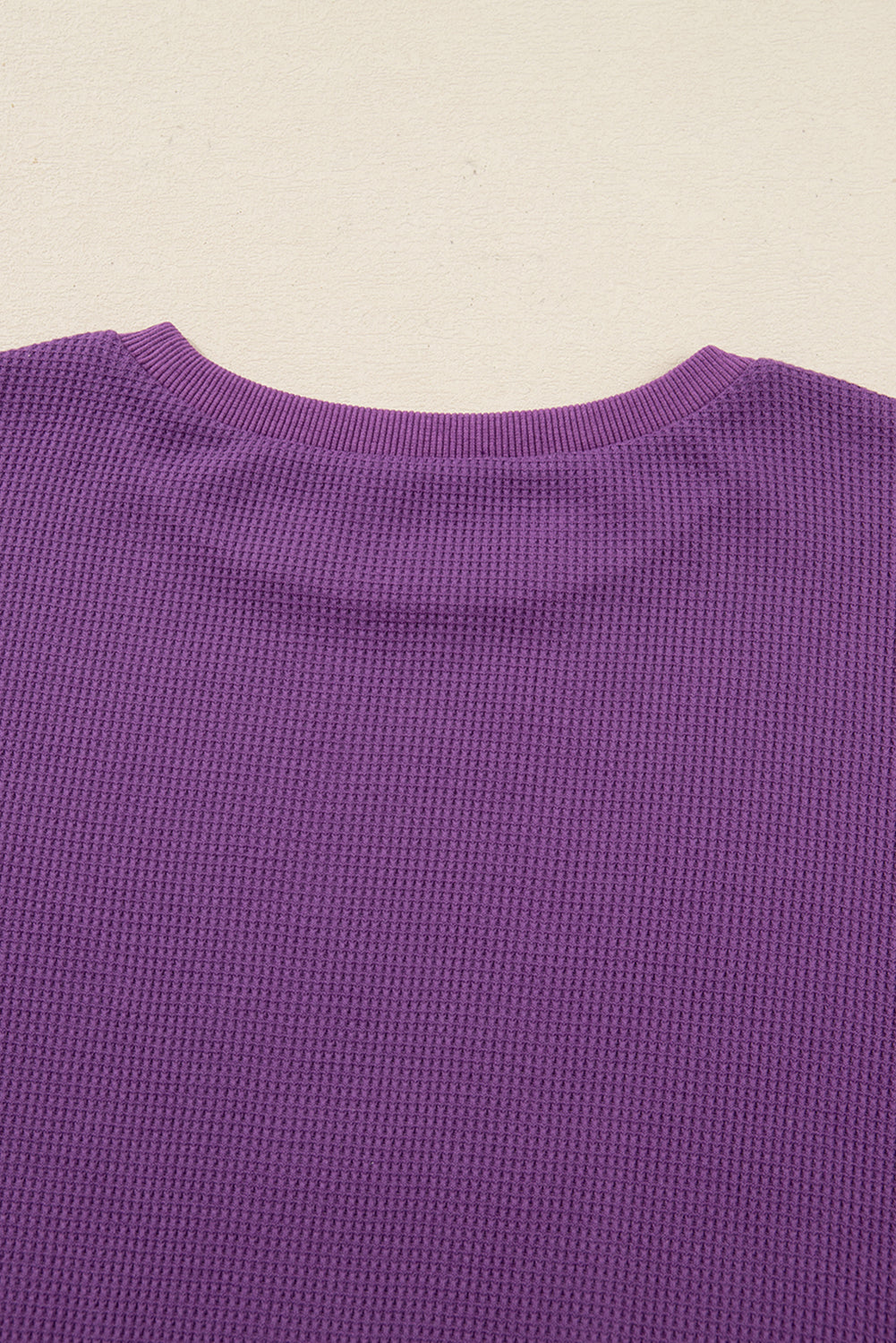 Evergreen Solid Color Raw Seam Patchwork Textured Drop Shoulder Sweatshirt
