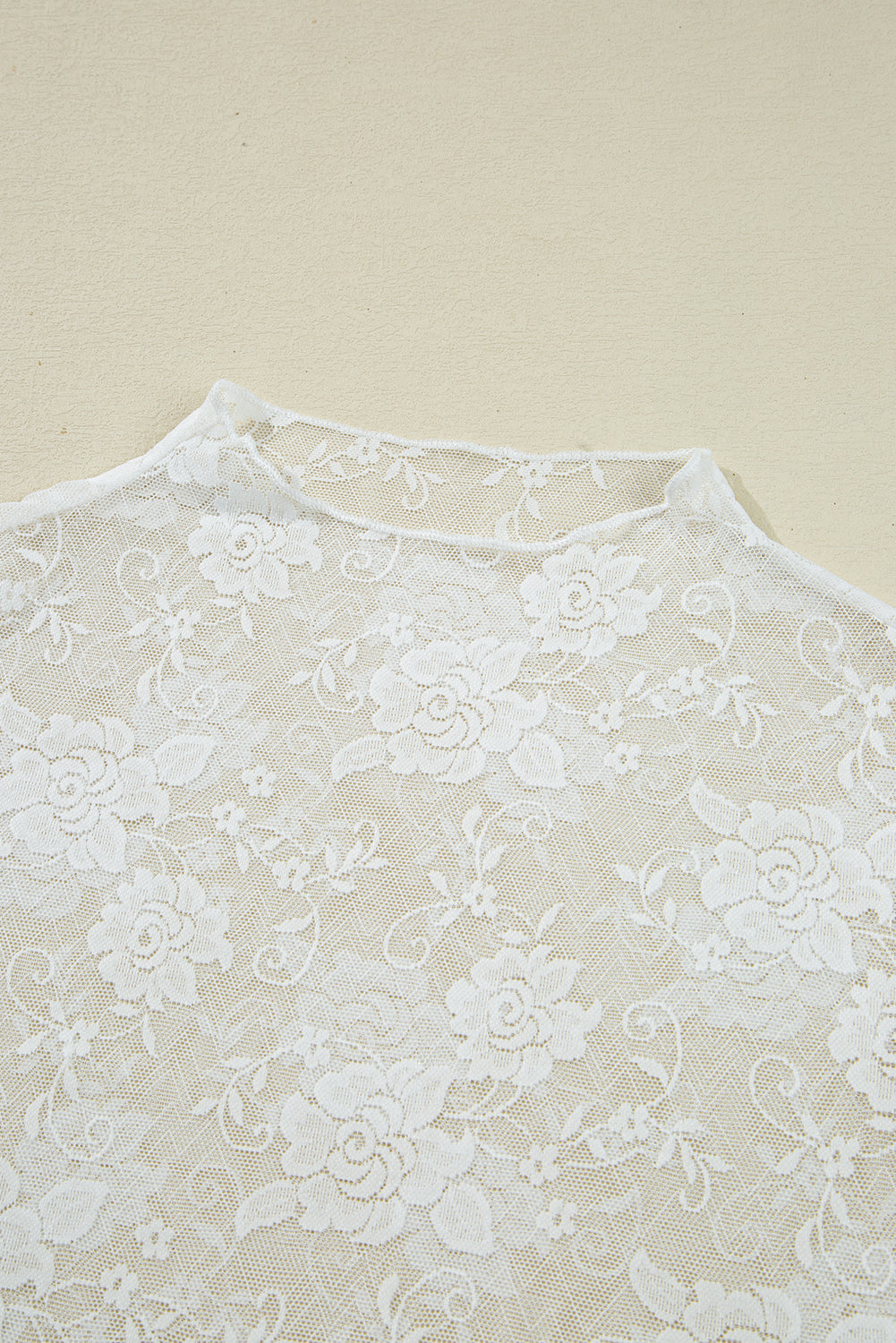 Black Floral Lace Mesh Short Sleeve Sheer Top