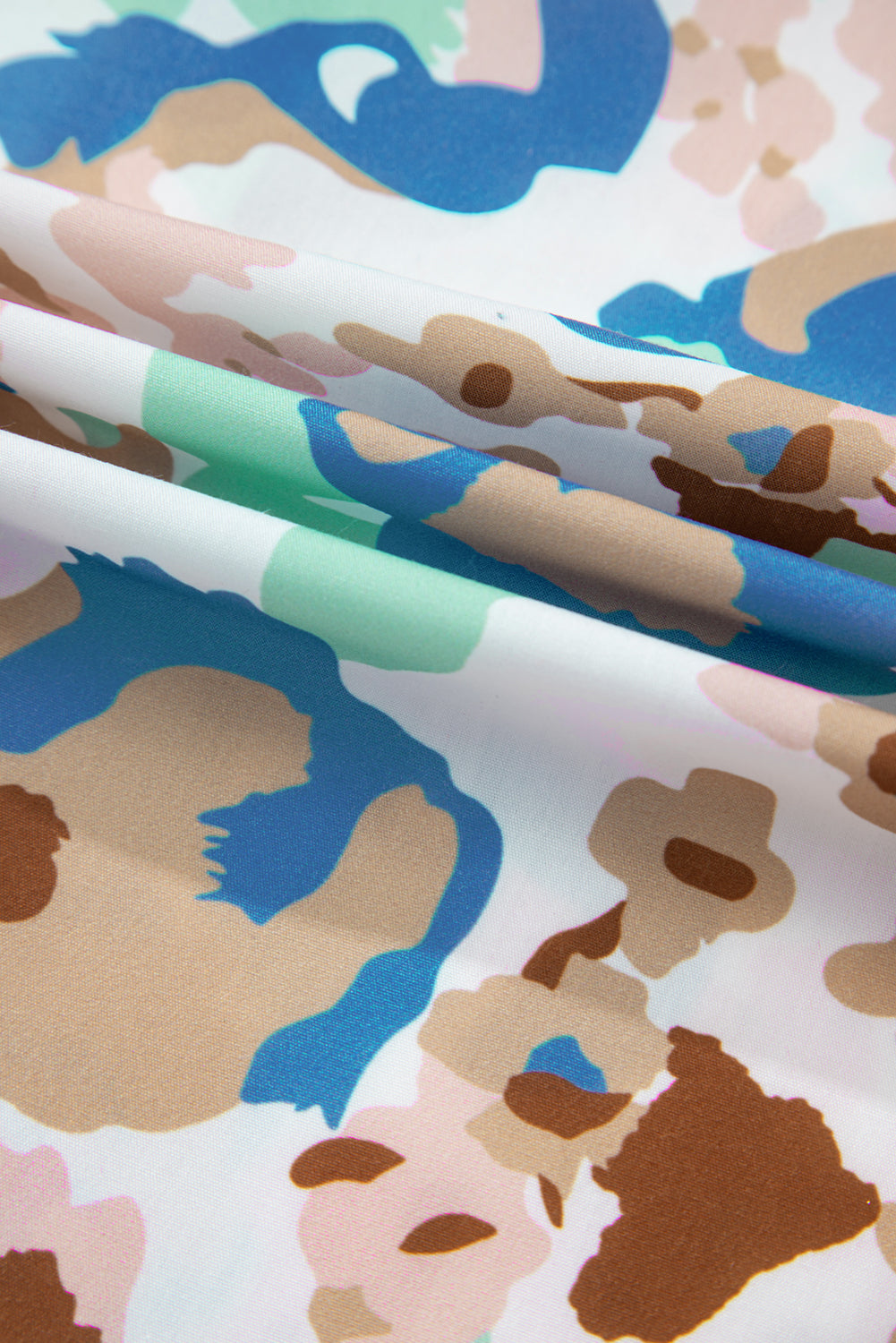 Multicolour Floral Print Ricrac Trim Collared Puff Short Sleeve Shirt